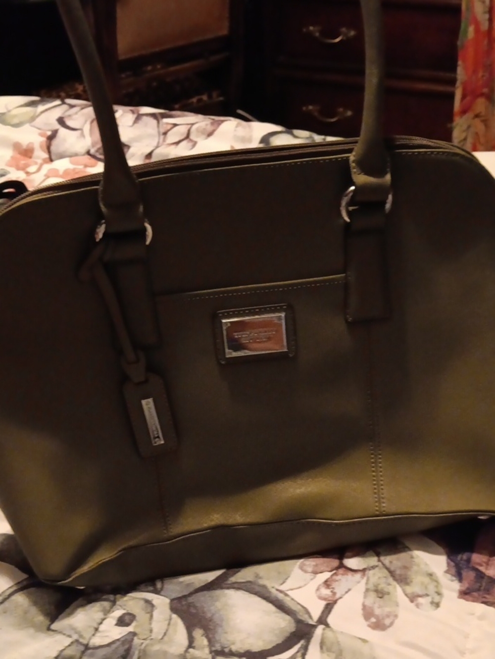Tignanello Olive Green Structured Satchel